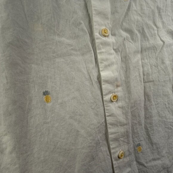 Massimo Dutti Pineapple Print White Button Up Shirt Medium Tessuto Italiano - Picture 8 of 16